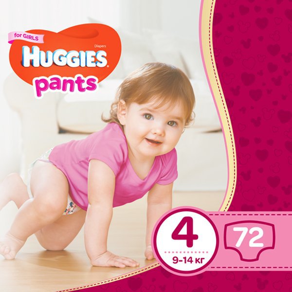 Подгузники-трусики Huggies pants для девочек Логотип(logo)