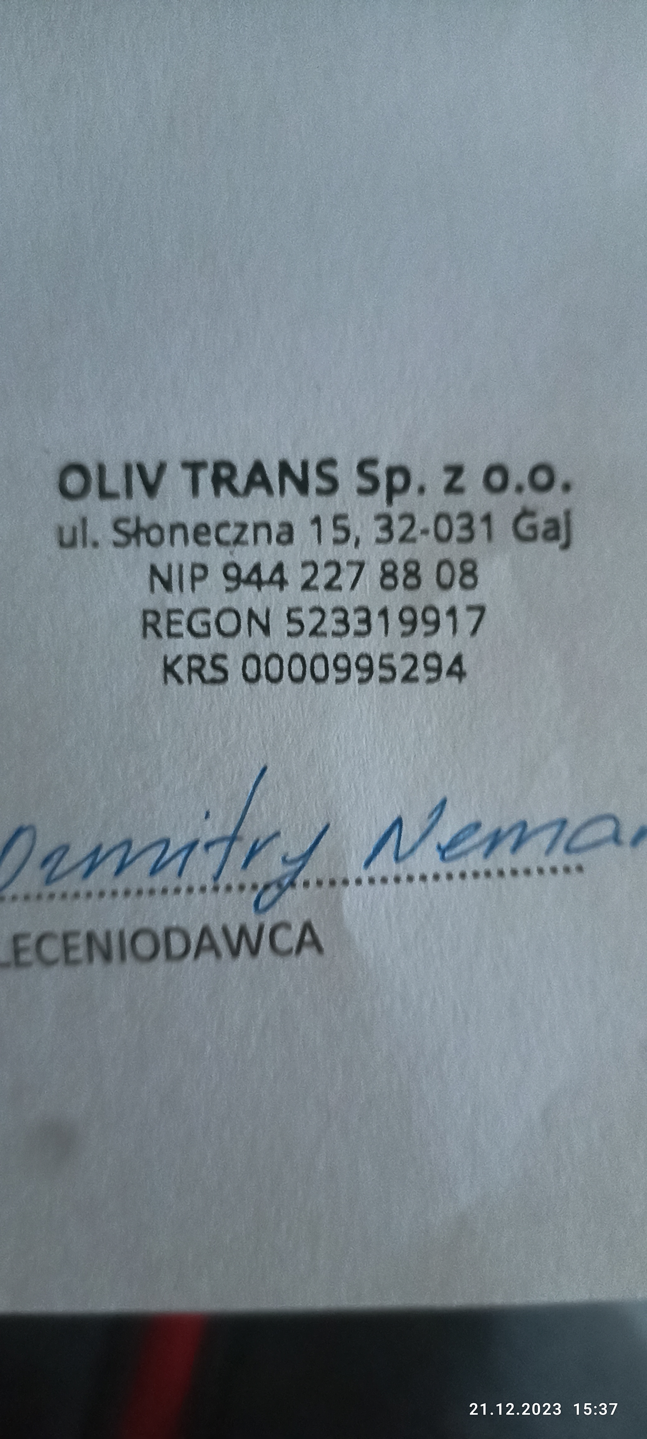 Логотип компании OLIV TRANS Sp. z o.o., +48 571 934 998